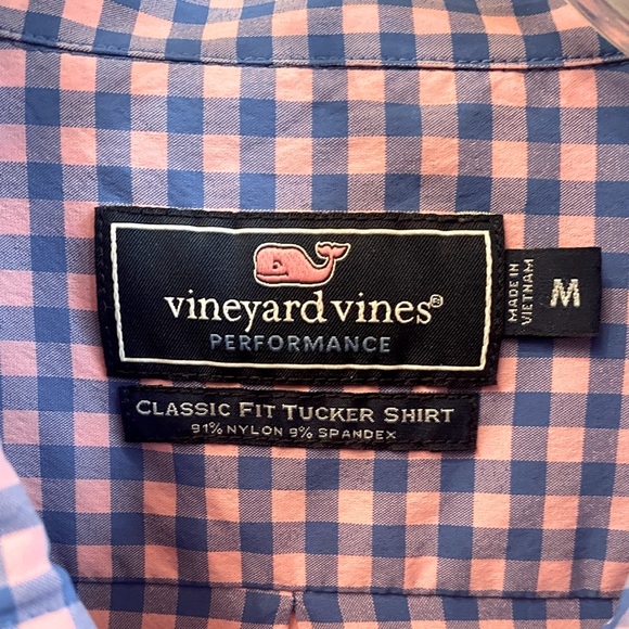 Vineyard Vines Blue/Pink Checked Performance Classic Fit Tucker Shirt - Picture 4 of 4